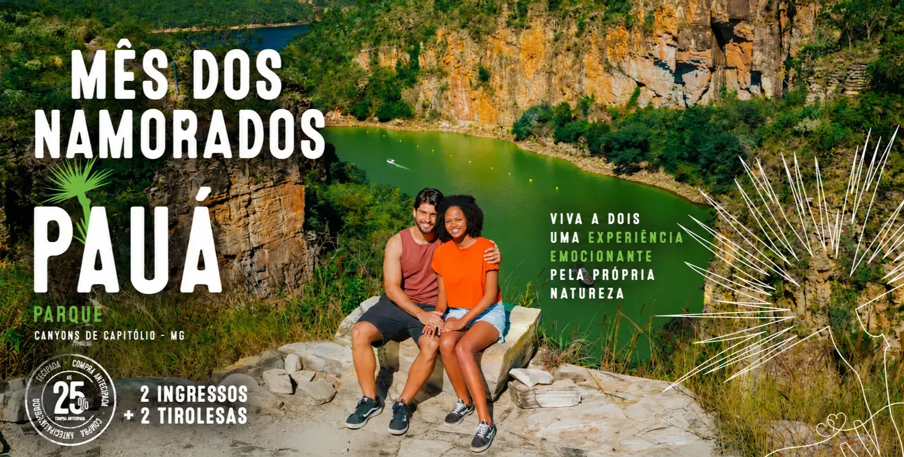 Combo Mês dos namorados - 2 entradas e 2 tirolesas